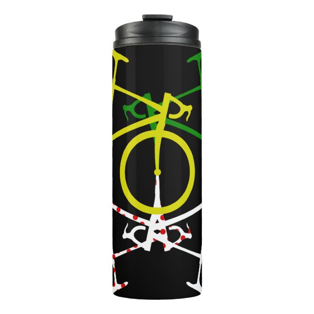 Cycling Yellow Green White Polka-Dot Jerseys Thermal Tumbler (Front)