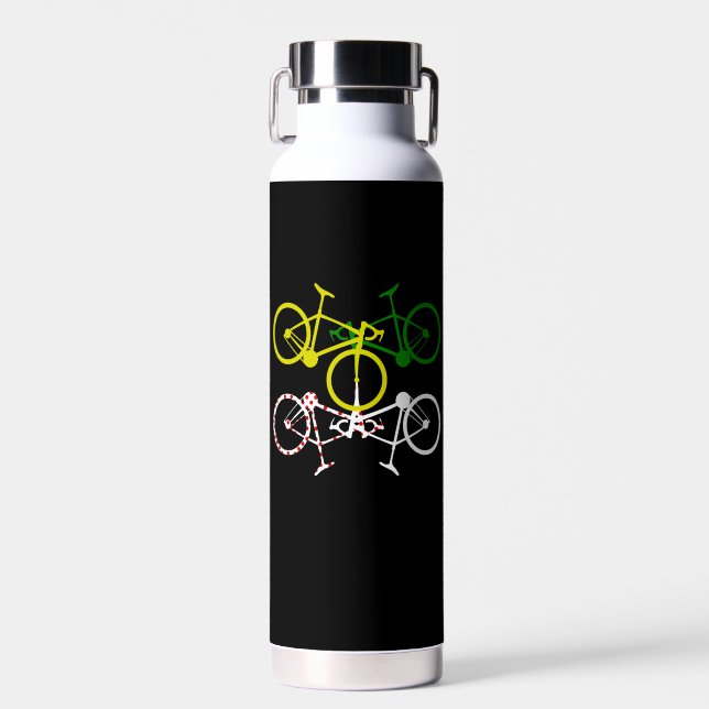Cycling Yellow Green White Polka-Dot Jerseys Water Bottle (Front)