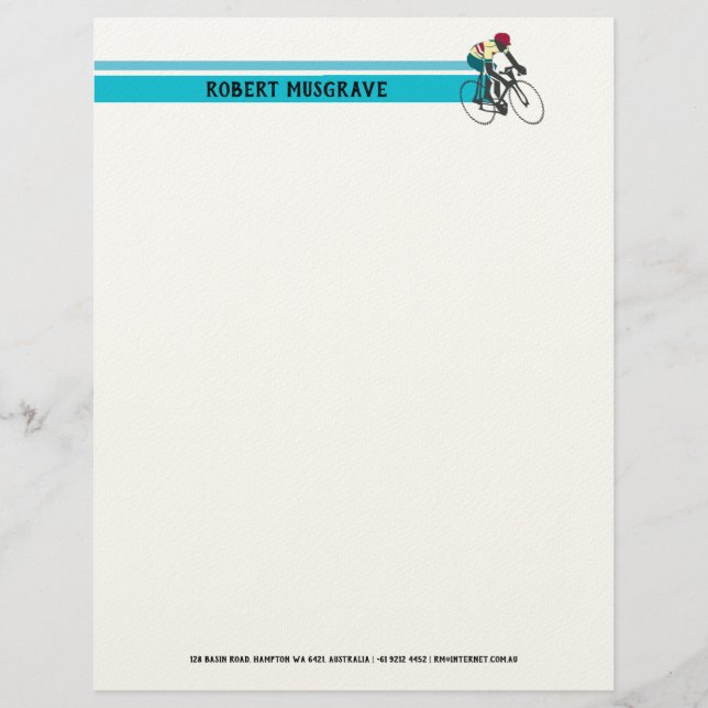 Cyclist #1 custom letterhead (Front)