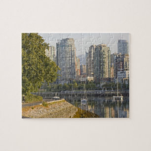 Cyclist along the Seawall Trail in downtown Jigsaw Puzzle