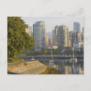 Cyclist along the Seawall Trail in downtown Postcard