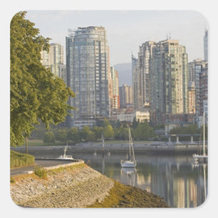 Cyclist along the Seawall Trail in downtown Square Sticker