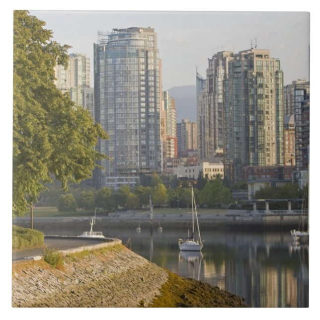 Cyclist along the Seawall Trail in downtown Tile (Front)