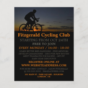 Cyclist at Night, Cycling Club Advertising Flyer