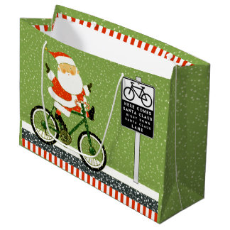 Cyclist Biking Holiday Large Gift Bag
