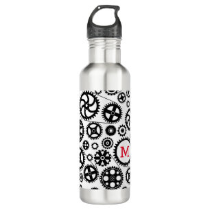 Cyclist Biking INITIAL Gear Head Black White Fun 710 Ml Water Bottle