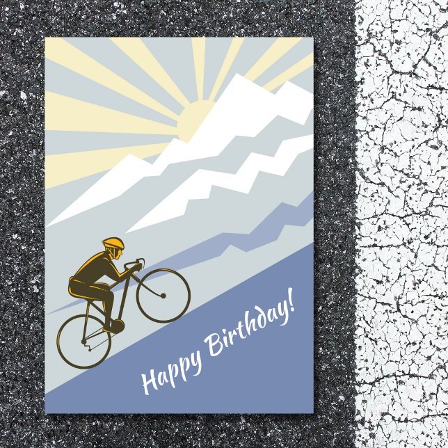 Cyclist Biking up Mountain Road Bike Birthday Card (Creator Uploaded)