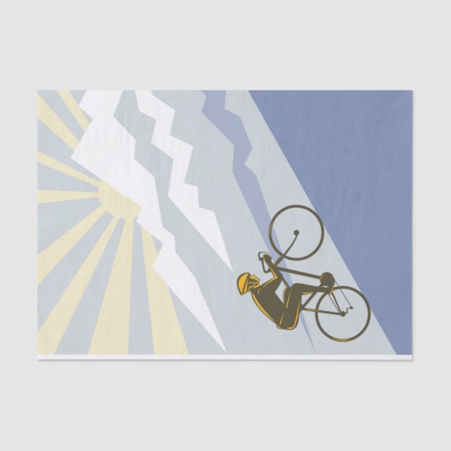 Cyclist Biking up Mountain Road Bike Tissue Paper (Front)