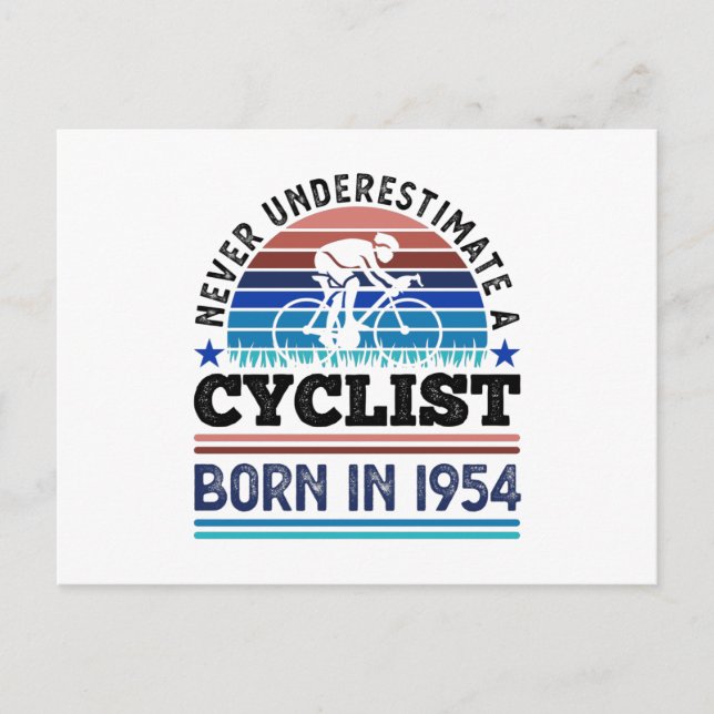 Cyclist born in 1954 70th Birthday Gifts Cycling Postcard (Front)
