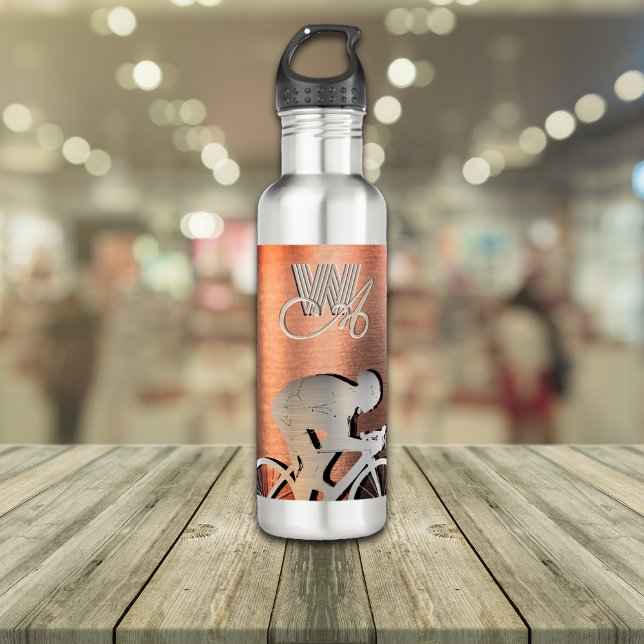 Cyclist - Brushed steel imitation - Silver&pink 710 Ml Water Bottle (Creator Uploaded)