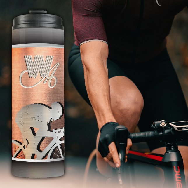 Cyclist - Brushed steel imitation - Silver&Pink Thermal Tumbler (Creator Uploaded)