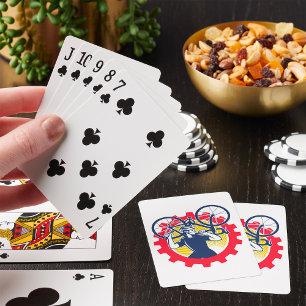 Cyclist Carrying Bike Cycling Mechanic Gear Playing Cards