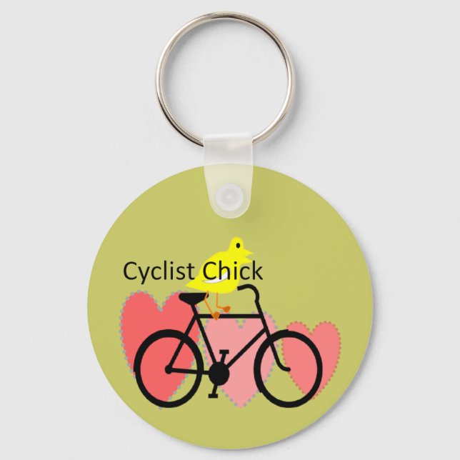 cyclist CHICK--Biking, Bicycle Enthusiast Gifts Key Ring (Front)