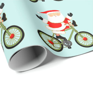 Cyclist Christmas Holiday Gift Wrapping Paper
