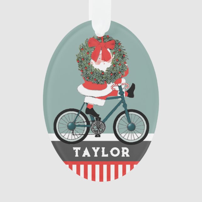 Cyclist Christmas Ornament (Front)