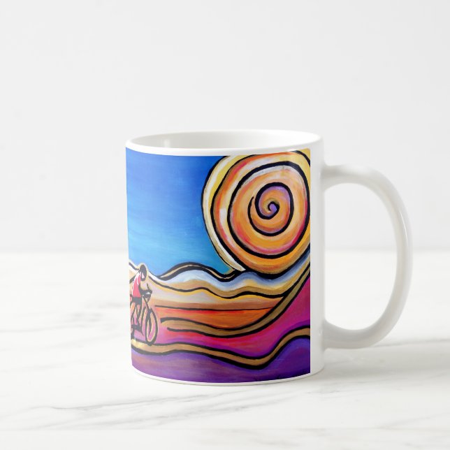 Cyclist Colourful Road Original Art Coffee Mug (Right)