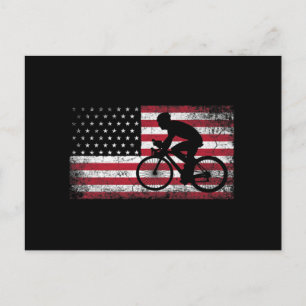 Cyclist Cycling Bicycle American Flag 4th of July Postcard