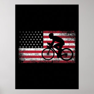Cyclist Cycling Bicycle American Flag 4th of July Poster