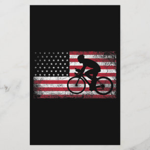 Cyclist Cycling Bicycle American Flag 4th of July Stationery