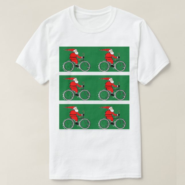 Cyclist Cycling Bike Riding Christmas T-Shirt (Design Front)