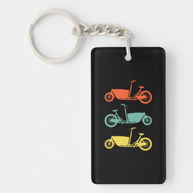 Cyclist Cycling Electric Cargo Bike Key Ring (Front)