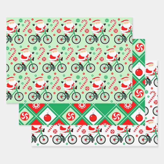 Cyclist Cycling Holiday Gift Wrapping Paper Sheet (Set)