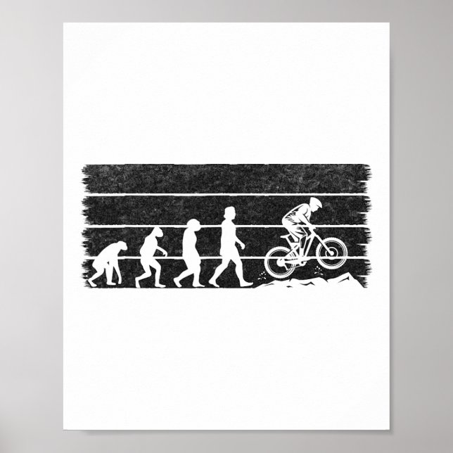 Cyclist Evolution Mountain Biking Bicycle Cycling  Poster (Front)