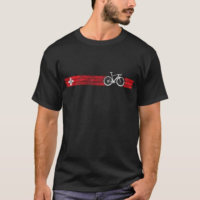 Cyclist Flag Switzerland Swiss CH Bike Racing T-Shirt (Front)