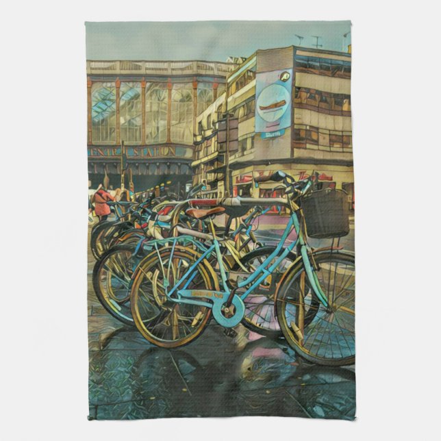 Cyclist gifts for dad tea towel (Vertical)