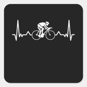 Cyclist Heartbeat Funny Cycling Gift Square Sticker