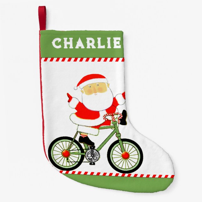 Cyclist Holiday Gift Small Christmas Stocking (Front)