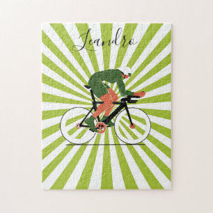 Cyclist Illustration Cycling Bike Riding Name Jigsaw Puzzle