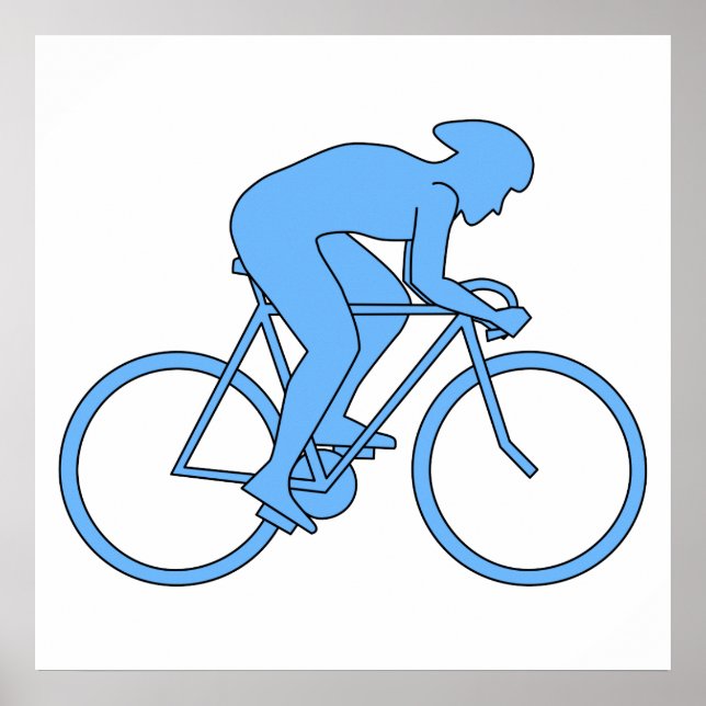 Cyclist in a Race. Blue. Poster (Front)