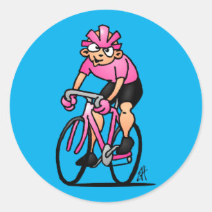Cyclist in the Maglia Rosa Classic Round Sticker