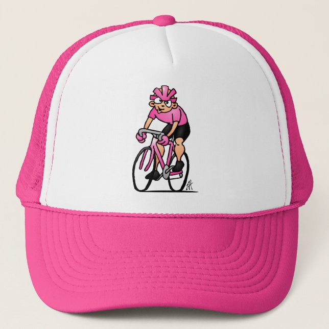 Cyclist in the Maglia Rosa Trucker Hat (Front)