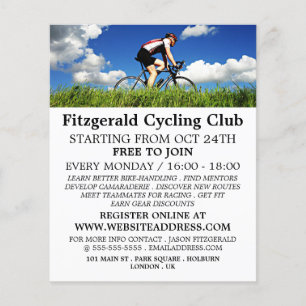 Cyclist on Grass, Cycling Club Advertising Flyer