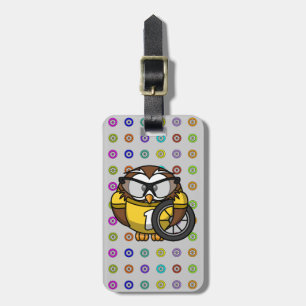 cyclist owl luggage tag