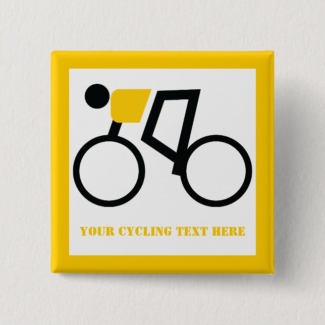Cyclist riding his bicycle custom 15 cm square badge (Front)