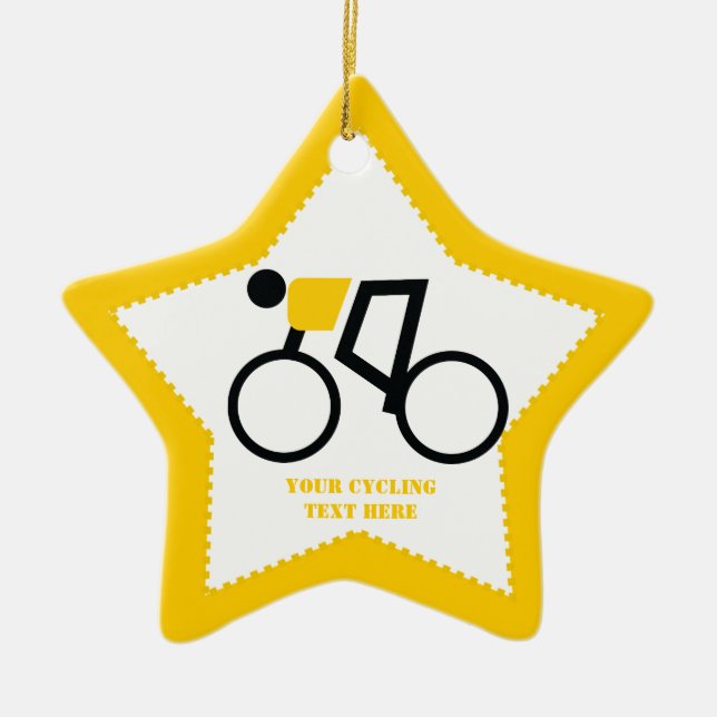 Cyclist riding his bicycle custom ceramic tree decoration (Front)