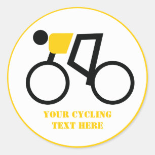 Cyclist riding his bicycle custom classic round sticker
