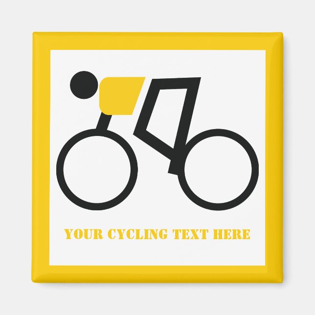 Cyclist riding his bicycle custom magnet (Front)