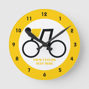 Cyclist riding his bicycle custom round clock