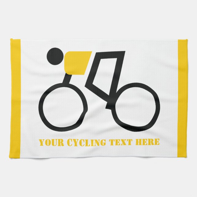 Cyclist riding his bicycle custom tea towel (Horizontal)