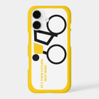 Cyclist riding his bicycle yellow, black icon