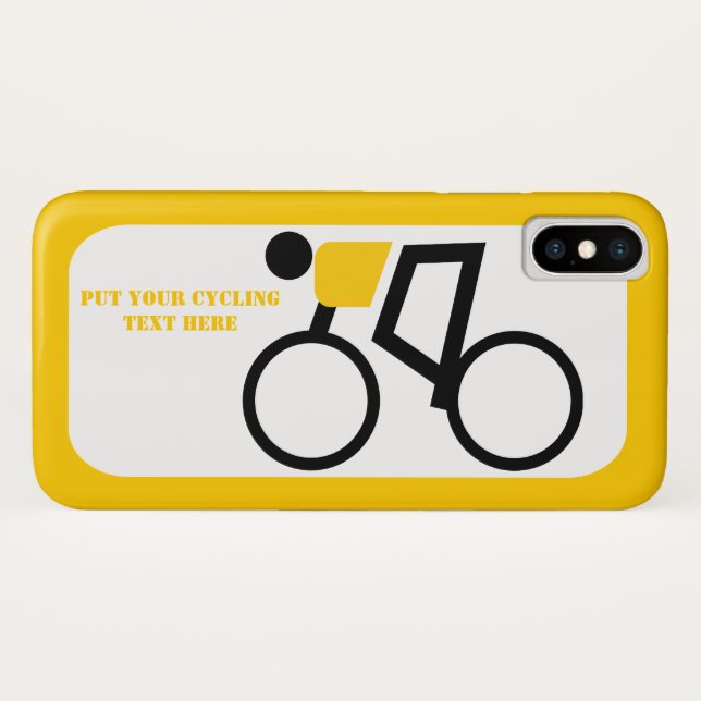 Cyclist riding his bicycle yellow, black icon Case-Mate iPhone case (Back (Horizontal))