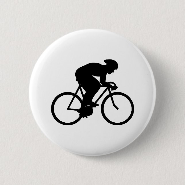 Cyclist Silhouette. 6 Cm Round Badge (Front)