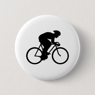 Cyclist Silhouette. 6 Cm Round Badge