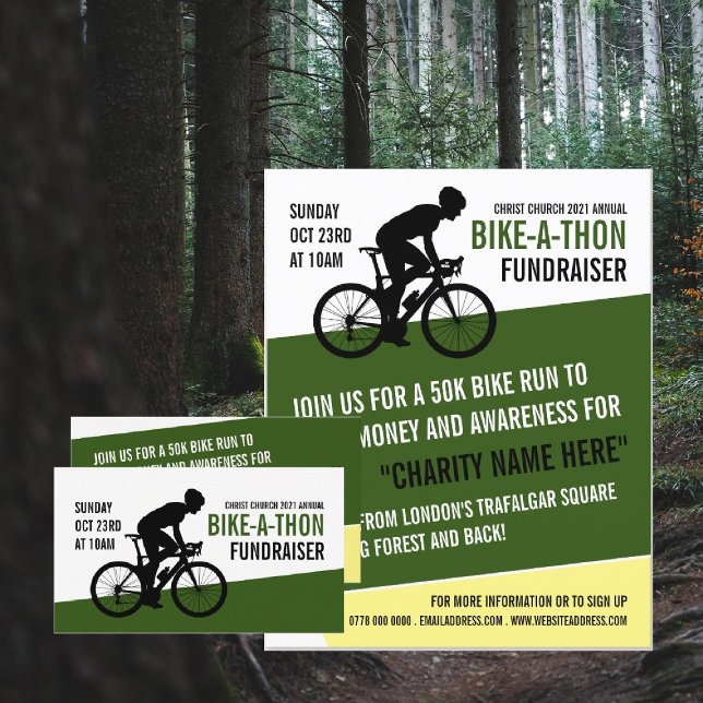 Cyclist Silhouette, Charity Bike-a-Thon Event Business Card (Creator Uploaded)