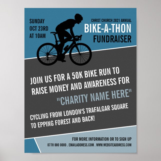 Cyclist Silhouette, Charity Bike-a-Thon Event Poster (Front)
