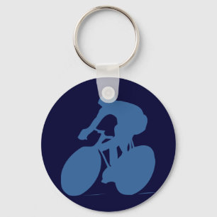 Cyclist Silhouette Key Chain